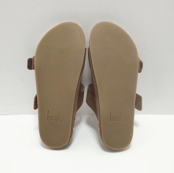 Beek Womens Sandals Size 7 Double Buckle Suede Leather Shearling Lined - Picture 6 of 6